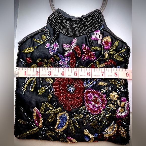 Adorable Purse/Bag, Handmade/India w/Sequins-w/Round Hoops-Unique-Good Condition - Picture 8 of 8